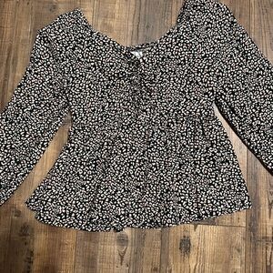 Japna Black and White Animal Print Blouse